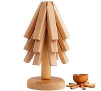 Glixoft Dessous De Plat en Forme d'arbre, Plats Chauds en Bois, Support D'assiettes De Casseroles, Dessous De Verre Résistant À Chaleur, Tapis De Table pour Cuisine, Plats À Thé Chauds