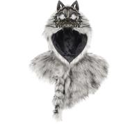 Glixoft Ensemble Masque Châle Médiéval Viking en Forme De Crâne, Cape Masque De Loup-Garou pour Hommes Femmes, Couvre-Chef pour Événements Cosplay