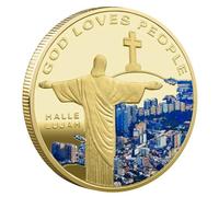 Glixoft Pièce Commémorative De Jésus en Métal, Pièce De Monnaie du Christ, Fournitures De Collection De Pièces Commémoratives De Noël, Cadeau De Collection De Pièces De Monnaie