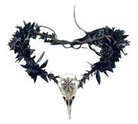 Glixoft Serre-tête Elfe Noir, Couronne De Fleurs De Forêt, Couvre-Chef Floral Gothique, Guirlande De Fleurs pour Halloween, Carnaval, Fête Médiévale