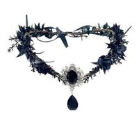 Glixoft Serre-tête Elfe Noir, Couronne De Fleurs De Forêt, Couvre-Chef Floral Gothique, Guirlande De Fleurs pour Halloween, Carnaval, Fête Médiévale