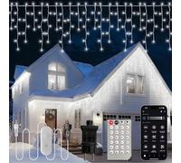 Gliztech 12M Guirlande Stalactite avec APP pour Extérieur (Blanc Chaud) | Guirlande Noel Exterieur pour Noël, Les jardins, Les Balcons, Les Avant Toits, Les Fêtes