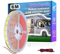 Gliztech Ruban LED 12v Lumière pour Auvent Camping car, lampes pour auvent extérieur de camping-car, IP67 COB Ruban LED Exterieur sous Caisson pour Fêtes en Voyage, Remorques (Blanc, 6m)