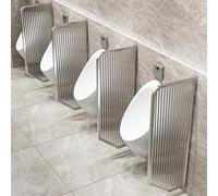 GLJTUO Cloison De Séparation pour Toilettes Publiques pour Hommes, Cloison D'Urinoir Murale, Écran De Confidentialité Étanche, Cloison De Séparation en Verre Et Acier Inoxydable,Silvery-2pcs