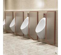 GLJTUO Cloison De Séparation pour Toilettes Publiques pour Hommes, Cloison D'Urinoir Murale, Écran De Confidentialité Étanche, Cloison De Séparation en Verre Et Acier Inoxydable,Rose Gold-1pcs