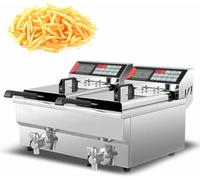 GLJTUO Friteuse Électrique avec Panier en Acier Inoxydable, Robinet, Cuve Unique, Panier Amovible Et Élément Chauffant,17lx2