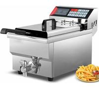 GLJTUO Friteuse Électrique avec Panier en Acier Inoxydable, Robinet, Cuve Unique, Panier Amovible Et Élément Chauffant,17l