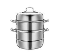 GLJTUO Grand Cuiseur Vapeur en Acier Inoxydable, Marmite, Casserole Multicouche, Cuiseur Vapeur À 2 Niveaux, Compatible Induction,