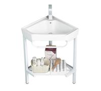 GLJTUO Lavabo d'angle pour Salle De Bain, Lavabo en Céramique, Meuble-Lavabo d'angle, Lavabo Utilitaire sur Pied, Support en Acier Inoxydable, pour Salle De Bain, Chambre D'Am,38cm/14.9in
