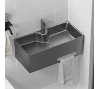 GLJTUO Lavabo en Céramique, Lavabo Gris, Lavabo d'angle, Lavabo d'angle Mural, Meuble-Lavabo d'angle avec Support en Acier Inoxydable, Idéal pour Les Petits Espaces.,55x30cm/21.6x11.8in