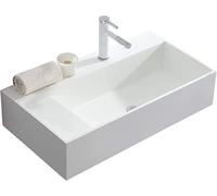 GLJTUO Lavabo Mural en céramique pour Salle de Bain, Vasque Blanche pour WC, Vasque rectangulaire en marbre Artificiel avec Motif Planche à Laver,Size_name-700mm