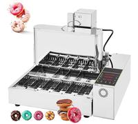 GLJTUO Machine de fabrication de beignets commerciaux à 4/6 rangées, entièrement automatique avec panneau de commande intelligent, 1800 pièces/h, épaisseur réglable, friteuse automatique à beignets