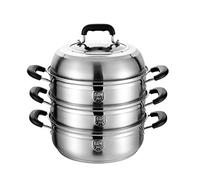 GLJTUO Marmite À Vapeur 3 Couches, avec Cuiseur Vapeur, Ménager, Épaissi, pour Cuisinière À Gaz, Cuisinière À Induction, Batterie De Cuisine, Ensemble De Cuiseur Vapeur en Acier,28cm