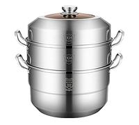 GLJTUO Marmite À Vapeur en Acier Inoxydable 304, Fond Composite À 3 Couches, pour Fruits De Mer Cuits À La Vapeur, Petits Pains, Poulet Mijoté, Ensemble De Casseroles Et De Marm,36Cm