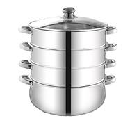 GLJTUO Marmite À Vapeur en Acier Inoxydable 430, Fond Composite À 3 Couches, pour Fruits De Mer Et Petits Pains Cuits À La Vapeur, Ensemble De Casseroles Et De Marmites À Vapeur,28Cm