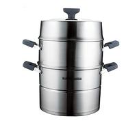 GLJTUO Marmite À Vapeur en Acier Inoxydable, Fond Composite À 3 Couches, pour Fruits De Mer Cuits À La Vapeur, Petits Pains, Poulet Mijoté, Soupe, Ensemble De Casseroles Et De C,26Cm