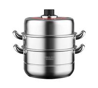 GLJTUO Marmite À Vapeur en Acier Inoxydable, Fond Composite À 3 Couches, pour Fruits De Mer Cuits À La Vapeur, Soupe Au Poulet Mijotée, 28 Cm,