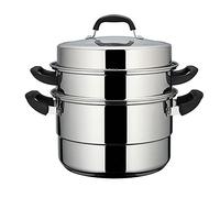 GLJTUO Marmite À Vapeur en Acier Inoxydable, Fond Composite À 3 Couches, pour Petits Pains Cuits À La Vapeur, Fruits De Mer, Soupe Au Poulet Mijotée,30cm