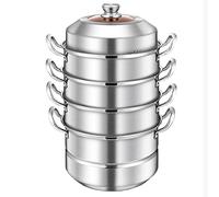 GLJTUO Marmite À Vapeur en Acier Inoxydable, Fond De Casserole Extra-Épais À Couche Unique, pour Fruits De Mer Cuits À La Vapeur, Soupe Au Poulet Mijoté, Ensemble De Casseroles,28Cm