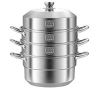 GLJTUO Marmite À Vapeur en Acier Inoxydable, Marmite À Soupe Monobloc, Marmite À Énergie, Marmite À Fruits De Mer Cuits À La Vapeur, Soupe Au Poulet, Marmite À Porridge,34Cm