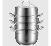 GLJTUO Marmite À Vapeur, Marmite À Soupe, Cuiseur Vapeur Épais, Grand Cuiseur Vapeur, Marmites De Cuisine Ménagères, Ustensiles De Cuisine, Marmite en Acier Inoxydable,34Cm