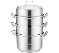 GLJTUO Marmite À Vapeur, Marmite À Soupe, Cuiseur Vapeur Ménager Épais pour Cuisinière À Induction, Ustensiles De Cuisine, Ensemble De Cuiseur Vapeur en Acier Inoxydable,28cm