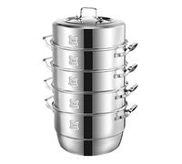 GLJTUO Marmite À Vapeur, Marmite À Soupe, Fond Composite À 3 Couches, Fruits De Mer Cuits À La Vapeur, Soupe Au Poulet Mijoté, Ensemble De Casseroles À Vapeur en Acier Inoxydabl,32Cm