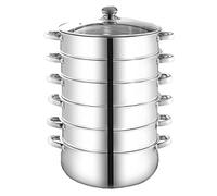 GLJTUO Marmite À Vapeur, Marmite À Soupe, Marmite Chaude, Cuiseur Vapeur en Acier Inoxydable 430, Fond Composite À 3 Couches, Fruits De Mer Cuits À La Vapeur, Petits Pains Cuits,40Cm