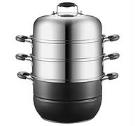 GLJTUO Marmite À Vapeur, Marmite À Soupe, Petits Pains Épais Cuits À La Vapeur, Poisson Cuit À La Vapeur, Cuisinière À Gaz, Casserole en Acier Inoxydable,30cm