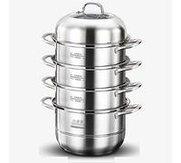 GLJTUO Marmite À Vapeur pour Soupe, Fond Composite Épais À 3 Couches, Petits Pains Cuits À La Vapeur, Ensemble De Casseroles pour Soupe Au Poulet,28cm