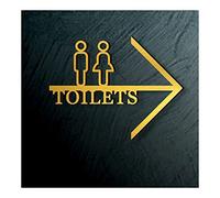 GLJTUO Panneau De Porte De Toilettes, 30 X 23 Cm / 11,8 X 9 Pouces, avec Flèche Directionnelle.,Gold-to The Right