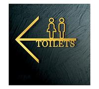 GLJTUO Panneau De Porte De Toilettes, 30 X 23 Cm / 11,8 X 9 Pouces, avec Flèche Directionnelle.,Gold-to The Left