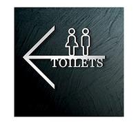 GLJTUO Panneau De Porte De Toilettes, 30 X 23 Cm / 11,8 X 9 Pouces, avec Flèche Directionnelle.,Silver-to The Left