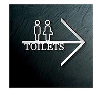 GLJTUO Panneau De Porte De Toilettes, 30 X 23 Cm / 11,8 X 9 Pouces, avec Flèche Directionnelle.,Silver-to The Right