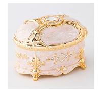 GLJTUO Petite Boîte À Bijoux en Métal, Jolie Boîte De Rangement pour Bijoux Princesse, Coffret Cadeau pour Bagues, Colliers, Boucles d'oreilles, Bibelots, Souvenirs, Blanc,Gold