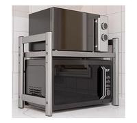 GLJTUO Support à Micro-Ondes à 2 Niveaux avec 6 Crochets, étagère Robuste et réglable en Acier Inoxydable pour Le Rangement de la Cuisine (53 cm).,40