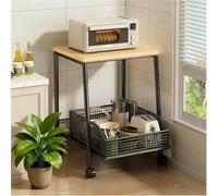 GLJTUO Support à Micro-Ondes à roulettes - Étagère à Vaisselle Polyvalente à 2 Niveaux, Peu encombrante, idéale pour Les Petites Cuisines, Les Garde-Manger, Les Bureaux et Plus,Black-15.75x13.78in