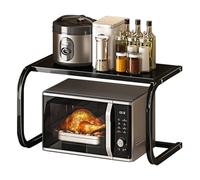 GLJTUO Support pour Four à Micro-Ondes avec étagère en Acier au Carbone pour la Cuisine et Le Boulangerie. Support Double en Acier Inoxydable, Couleur Noire, pour comptoir ou ta,Black-Large