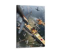 GLJXFP Poster décoratif sur toile représentant la bataille de Midway à travers la Seconde Guerre mondiale - Affiches murales et artistiques modernes pour chambre à coucher (50 x 75 cm)