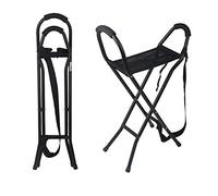 GLJY Bâton de Marche, siège de Canne Pliante, siège de Camping, Tabouret de Voyage pour Camping, 2 poignées avec 4 Pattes, Personnes âgées, bâton de Marche portatif pour Femmes Hommes