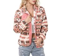 Glkaend Femmes Western Aztec Imprimer Veste Bohème Flanelle Revers À Manches Longues Rétro Manteau Outwear,By01,M
