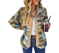 Glkaend Femmes Western Aztec Imprimer Veste Bohème Flanelle Revers À Manches Longues Rétro Manteau Outwear,By03,XL