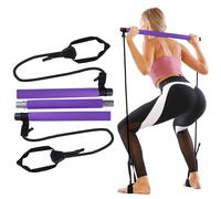 GLKEBY Bâton de Pilates avec résistance réglable et bâton d'exercice de Pilates Portable pour l'étirement, Le Yoga, la Mise en Forme, l'entraînement, Les abdominaux et la Perte de Poids