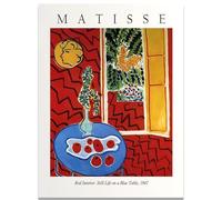 GLKFWVX Affiche d’Henri Matisse 《Nature Morte intérieure Rouge sur Une Table Bleue》 Art Mural Peinture sur Toile Matisse Estampes rétro pour décoration intérieure 60x90cmx1 sans Cadre