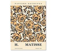GLKFWVX Affiche Henri Matisse 《Fleurs et Feuilles de Corail》 Art Mural Henri Matisse Peinture sur Toile Estampes Nordiques pour la déco intérieure 50x70cmx1 sans Cadre