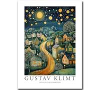 GLKFWVX Affiches de Gustav Klimt City Street View Wall Art Museum Peinture sur Toile Peintures de Gustav Klimt Photos de Gustav Klimt pour la décoration intérieure 50X70cmx1 sans Cadre