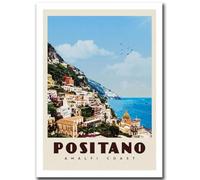 GLKFWVX Affiches de la côte amalfitaine de Positano Estampes de l’Exposition Urbaine Peinture Abstraite sur Toile Art Mural en Bord de mer pour la décoration intérieure Photos 15X20cmx1 sans Cadre