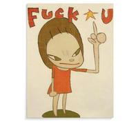 GLKFWVX Célèbre Affiche d’Exposition Yoshitomo Nara《Fuck》Wall Art Estampes Modernes Yoshitomo Nara Peinture sur Toile Abstract pour la décoration intérieure 50x70cm sans Cadre