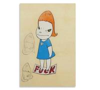 GLKFWVX Célèbre Affiche de Yoshitomo Nara《Fuck 》Exposition d’Art Mural Moderne Impressions Yoshitomo Nara Peinture sur Toile Abstract pour la déco intérieure 50x70cm sans Cadre
