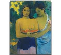 GLKFWVX Célèbre Art Mural de Paul Gauguin 《Deux Tahitians》Affiche d’Exposition Peinture sur Toile Paul Gauguin Estampes abstraites pour décoration intérieure 50x70cm sans Cadre